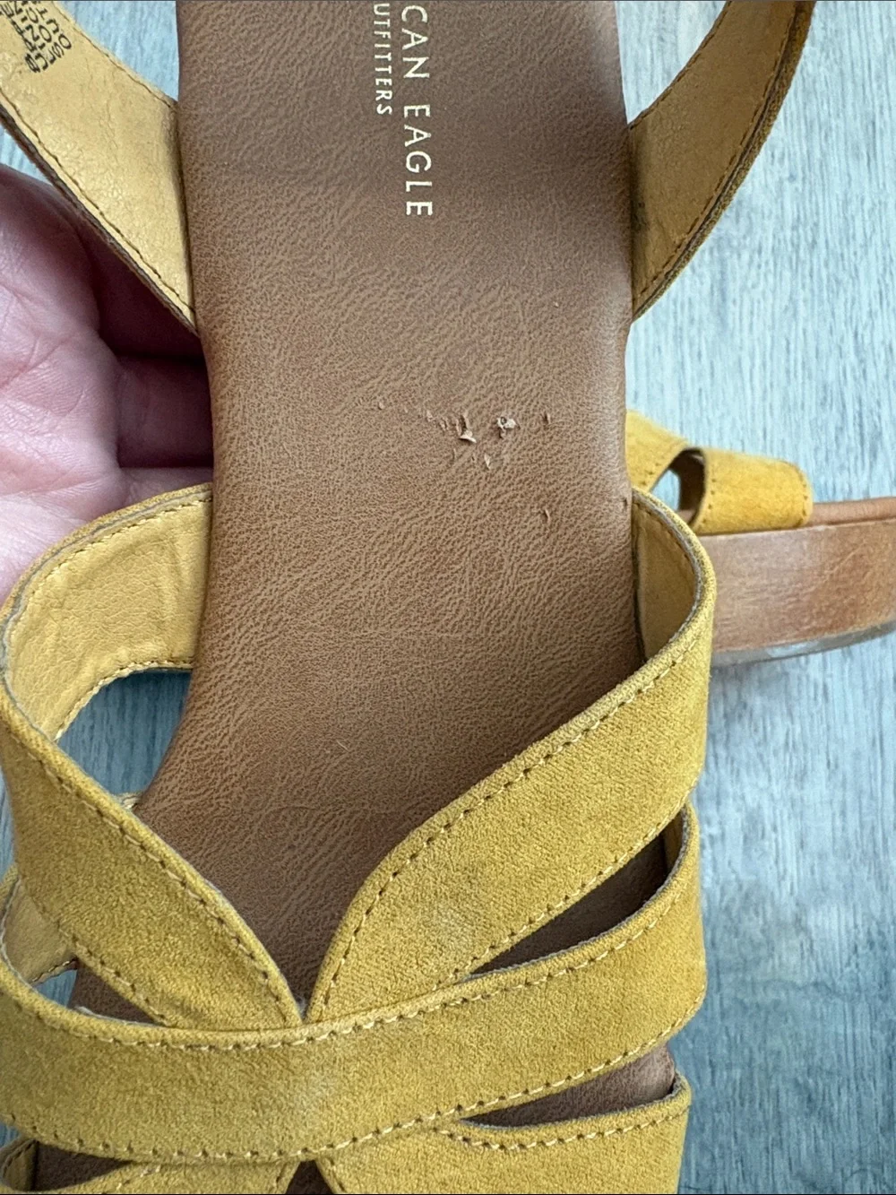 American Eagle Outfitters Yellow Suede Platform Sandals